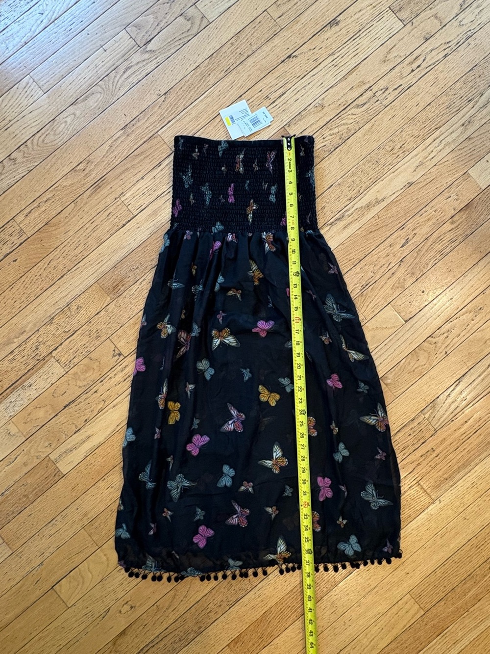 Butterfly Print Midi Dress/beach cover up with smocked top and sheer bottom - Picture 2 of 6